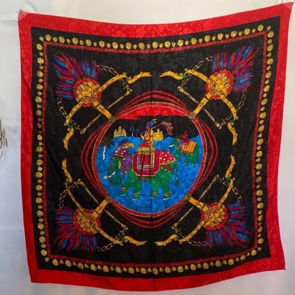 Bold Colored Scarf w/ Elephant